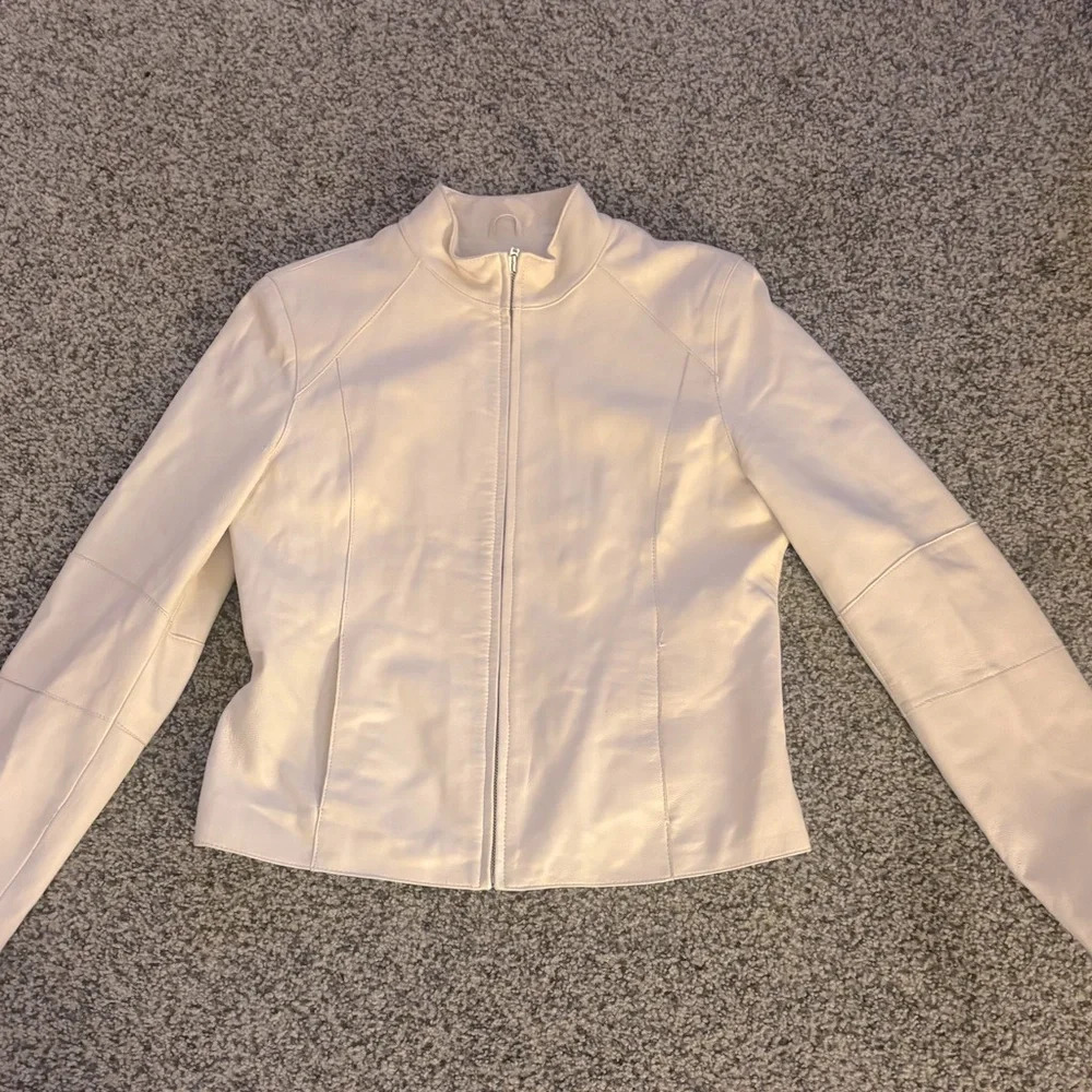 Wilson Leather Genuine White Leather Jacket Cheetah print interior